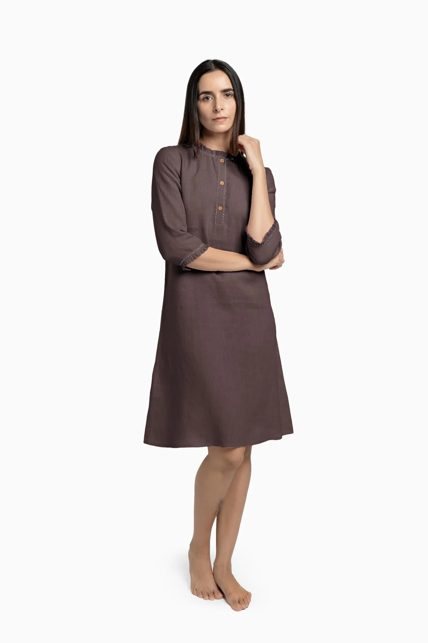 Linen Amber A-Line Dress-Petal Pink