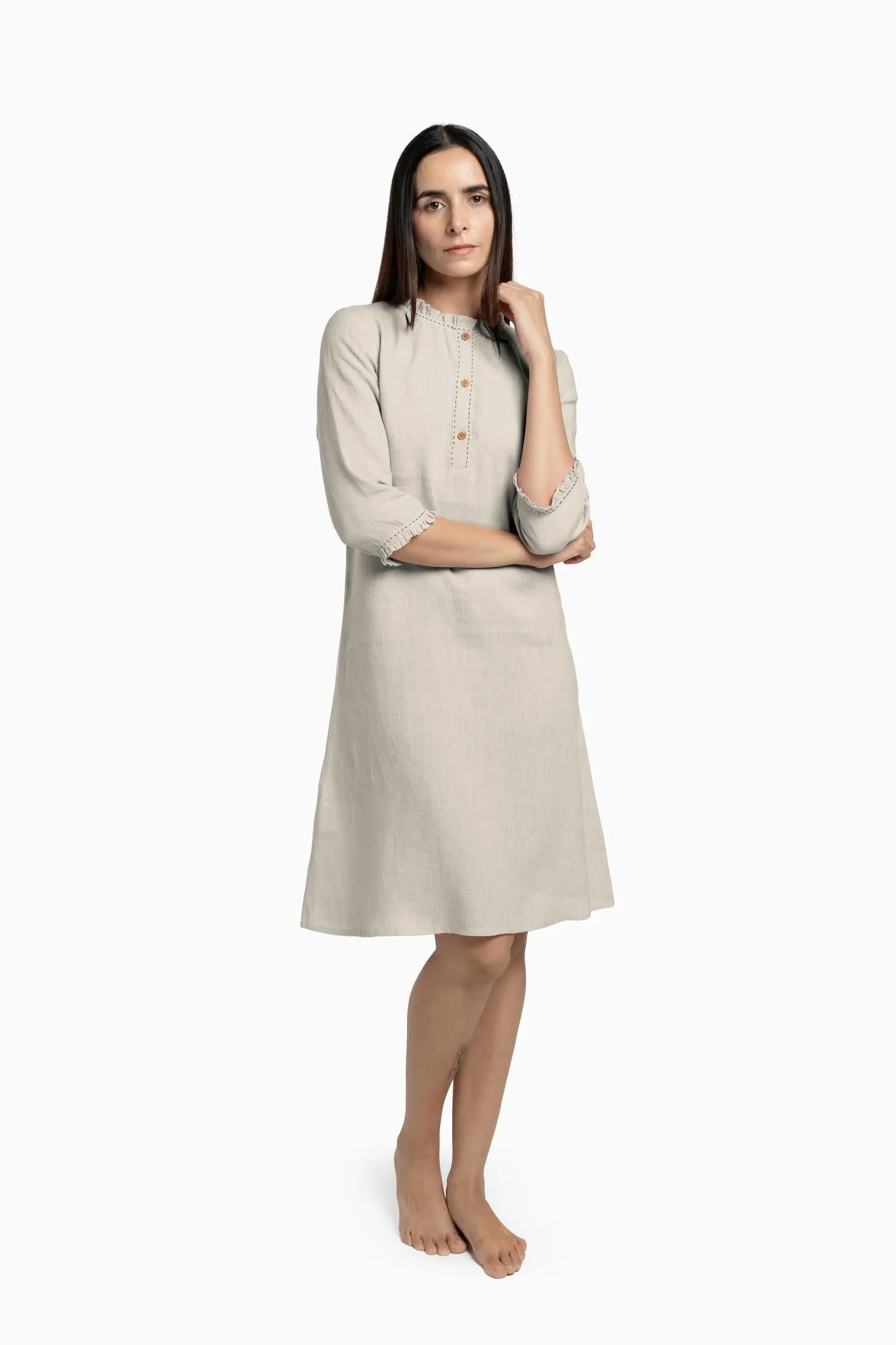 Linen Amber A-Line Dress-Petal Pink