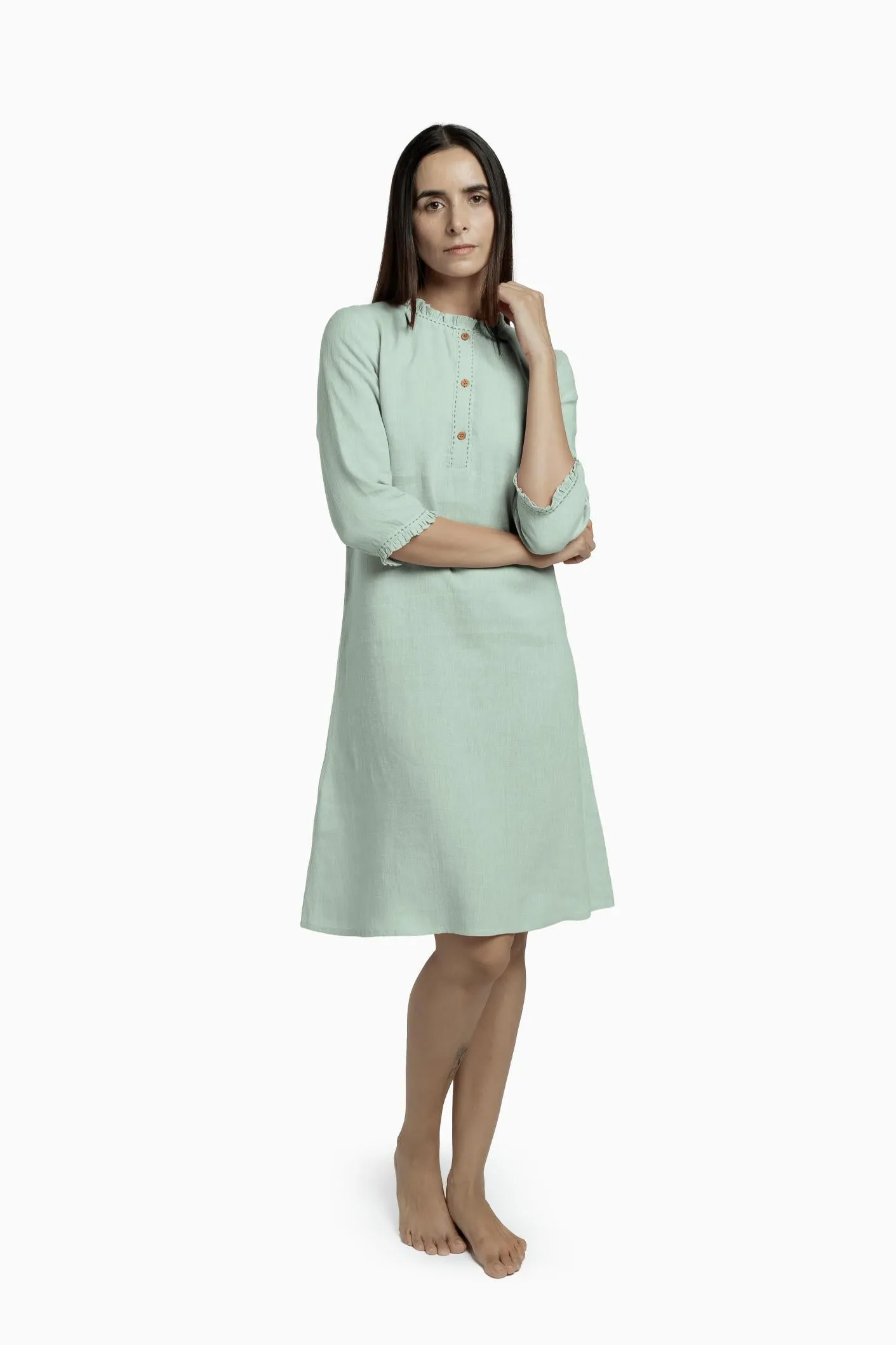 Linen Amber A-Line Dress-Petal Pink