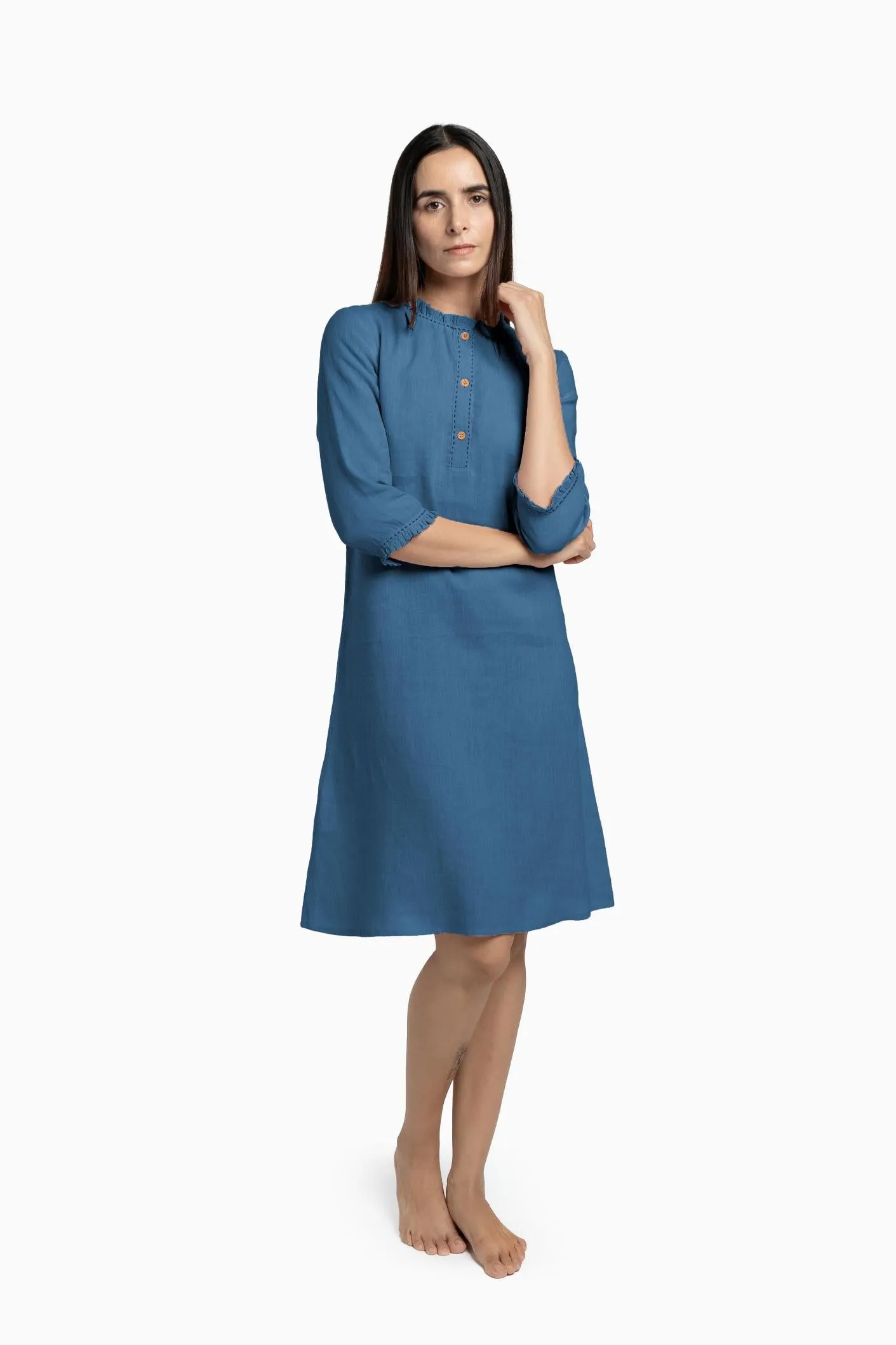 Linen Amber A-Line Dress-Petal Pink