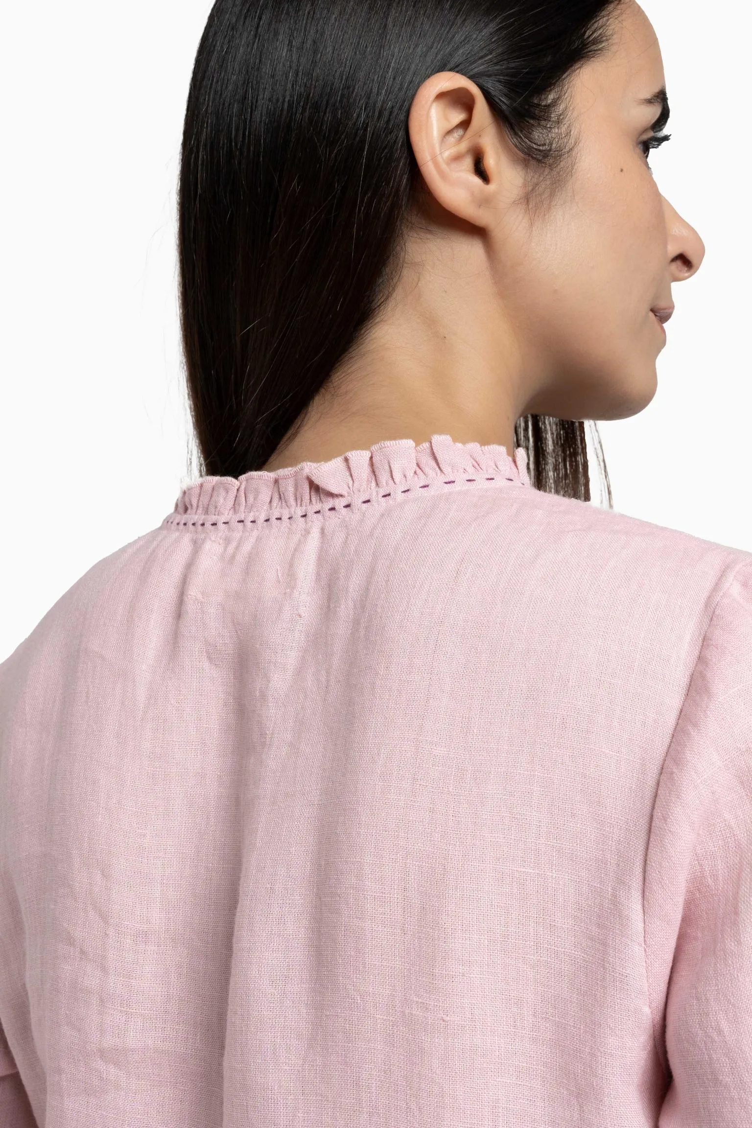 Linen Amber A-Line Dress-Petal Pink