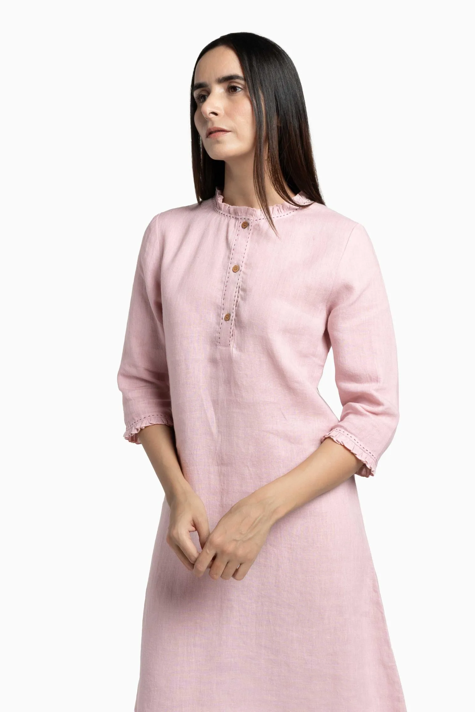 Linen Amber A-Line Dress-Petal Pink