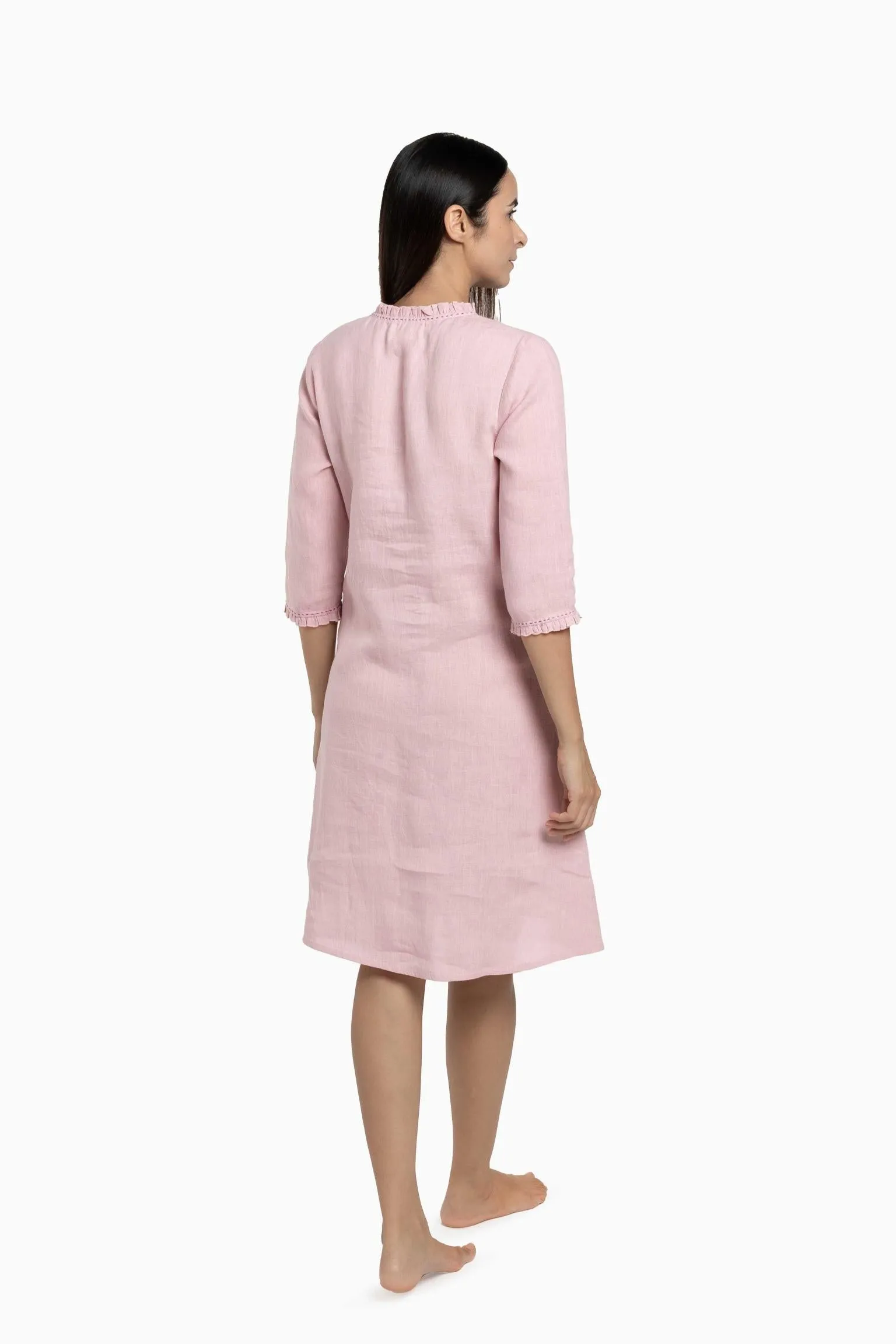 Linen Amber A-Line Dress-Petal Pink
