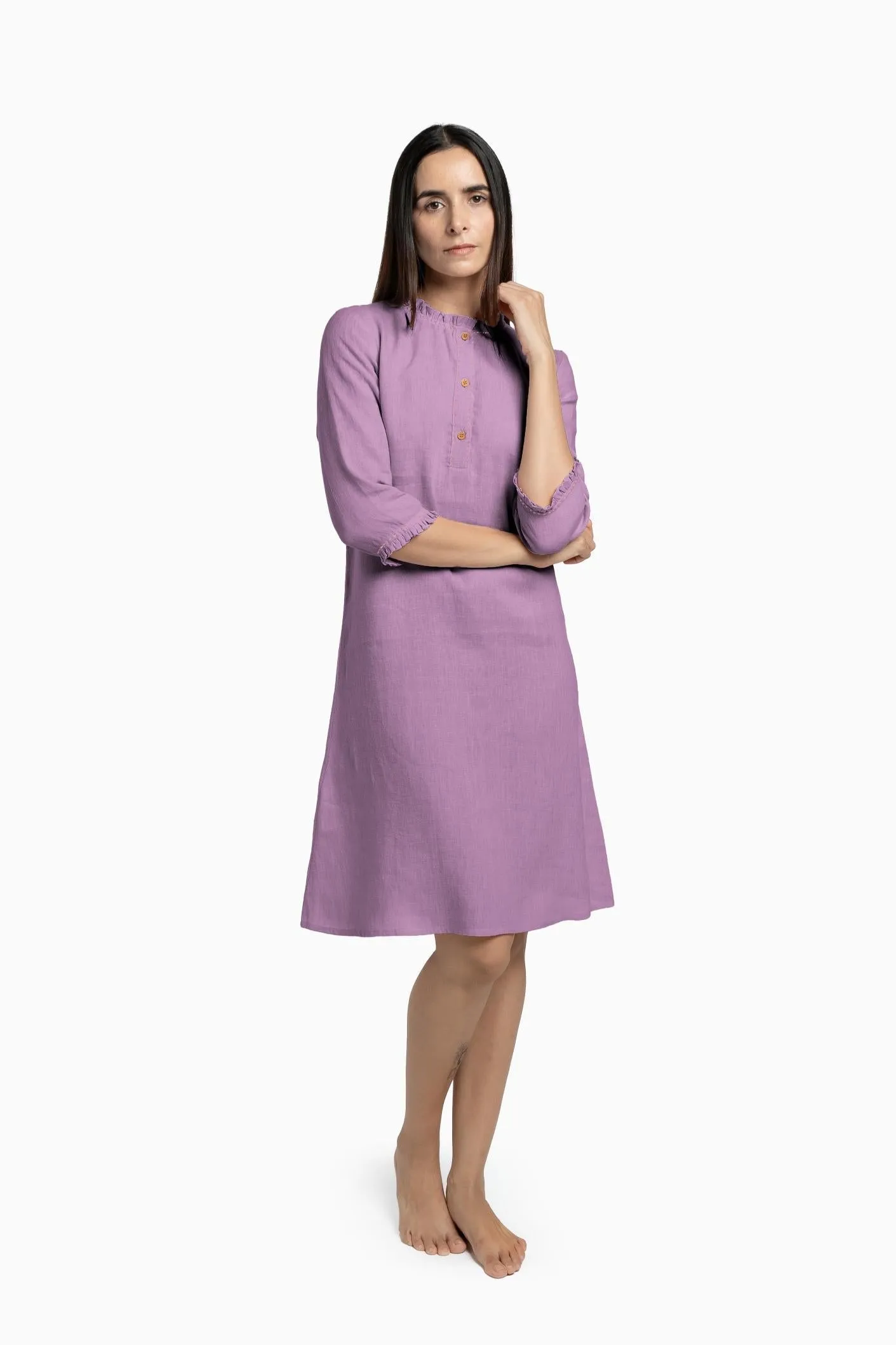 Linen Amber A-Line Dress-Petal Pink