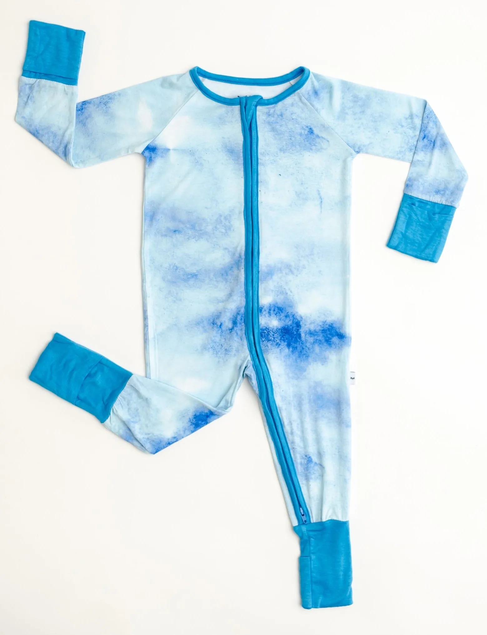 Little Sleepies Blue Watercolor Convertible Romper/Sleeper