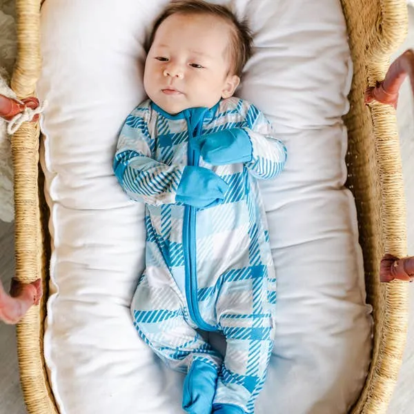Little Sleepies Blueberry Plaid Convertible Romper/Sleeper