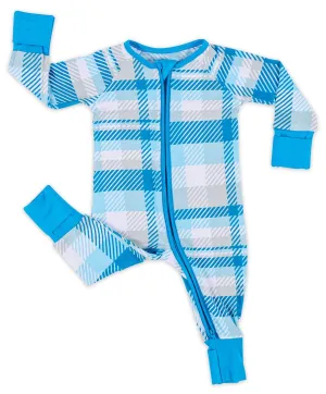 Little Sleepies Blueberry Plaid Convertible Romper/Sleeper