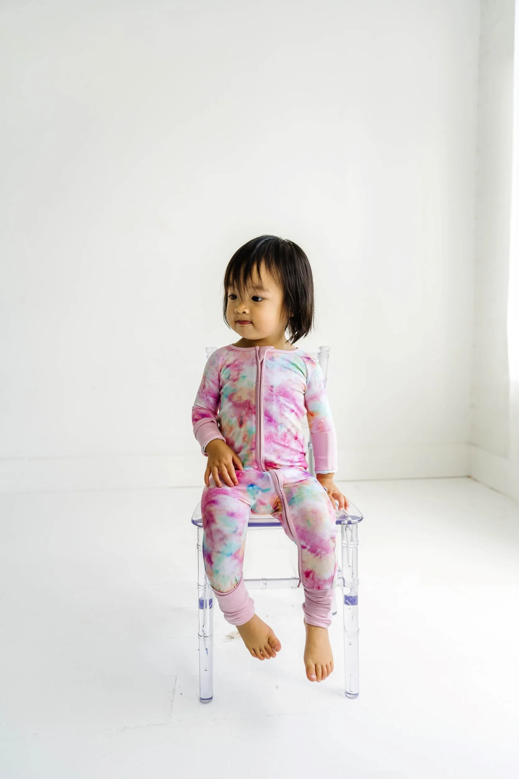 Little Sleepies Cotton Candy Tie Dye Convertible Romper/Sleeper
