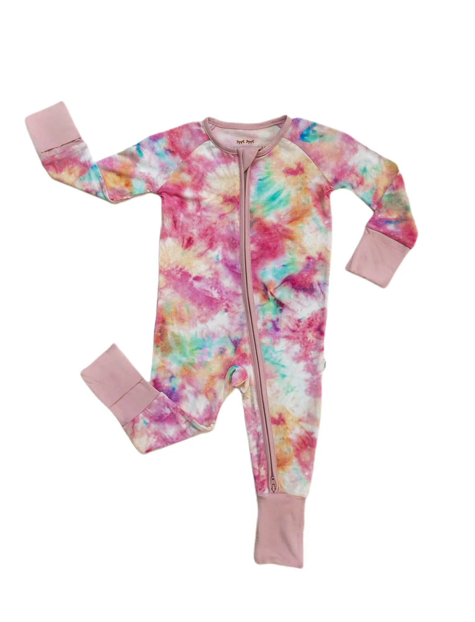Little Sleepies Cotton Candy Tie Dye Convertible Romper/Sleeper