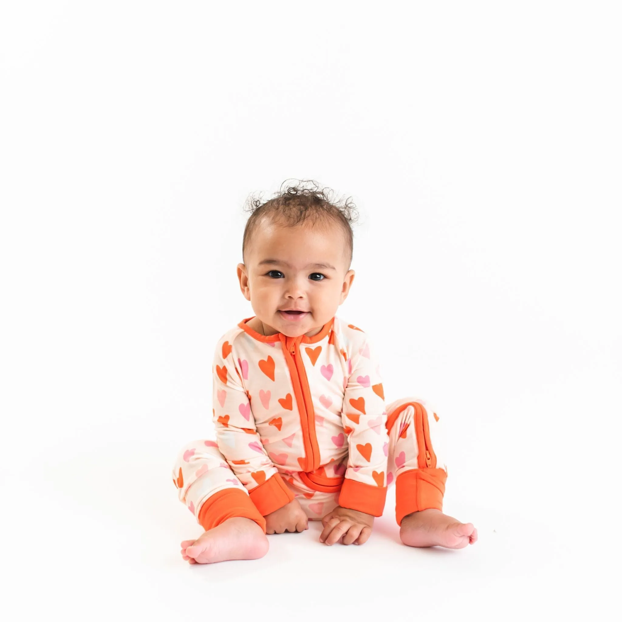 Little Sleepies Hearts Convertible Romper/Sleeper