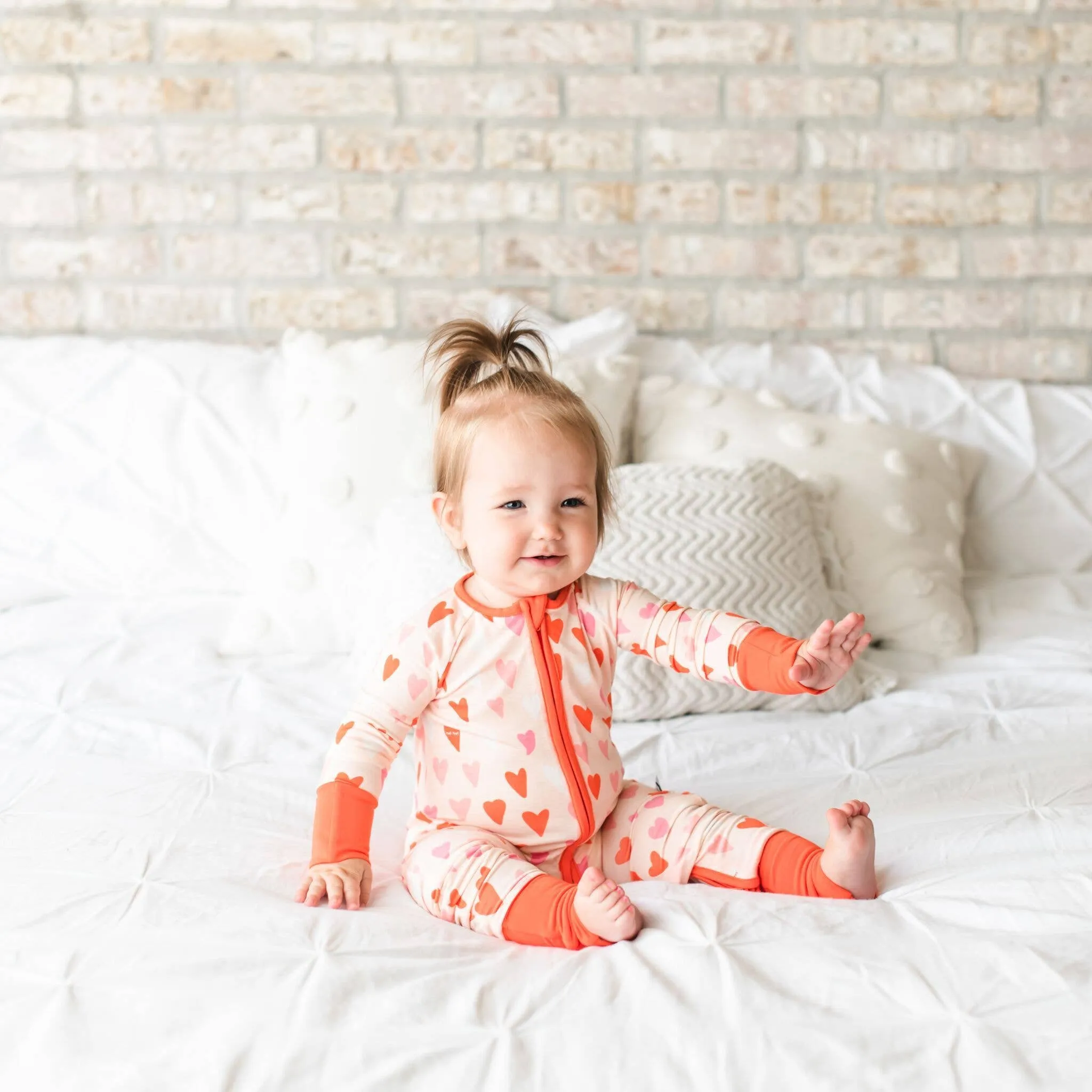 Little Sleepies Hearts Convertible Romper/Sleeper