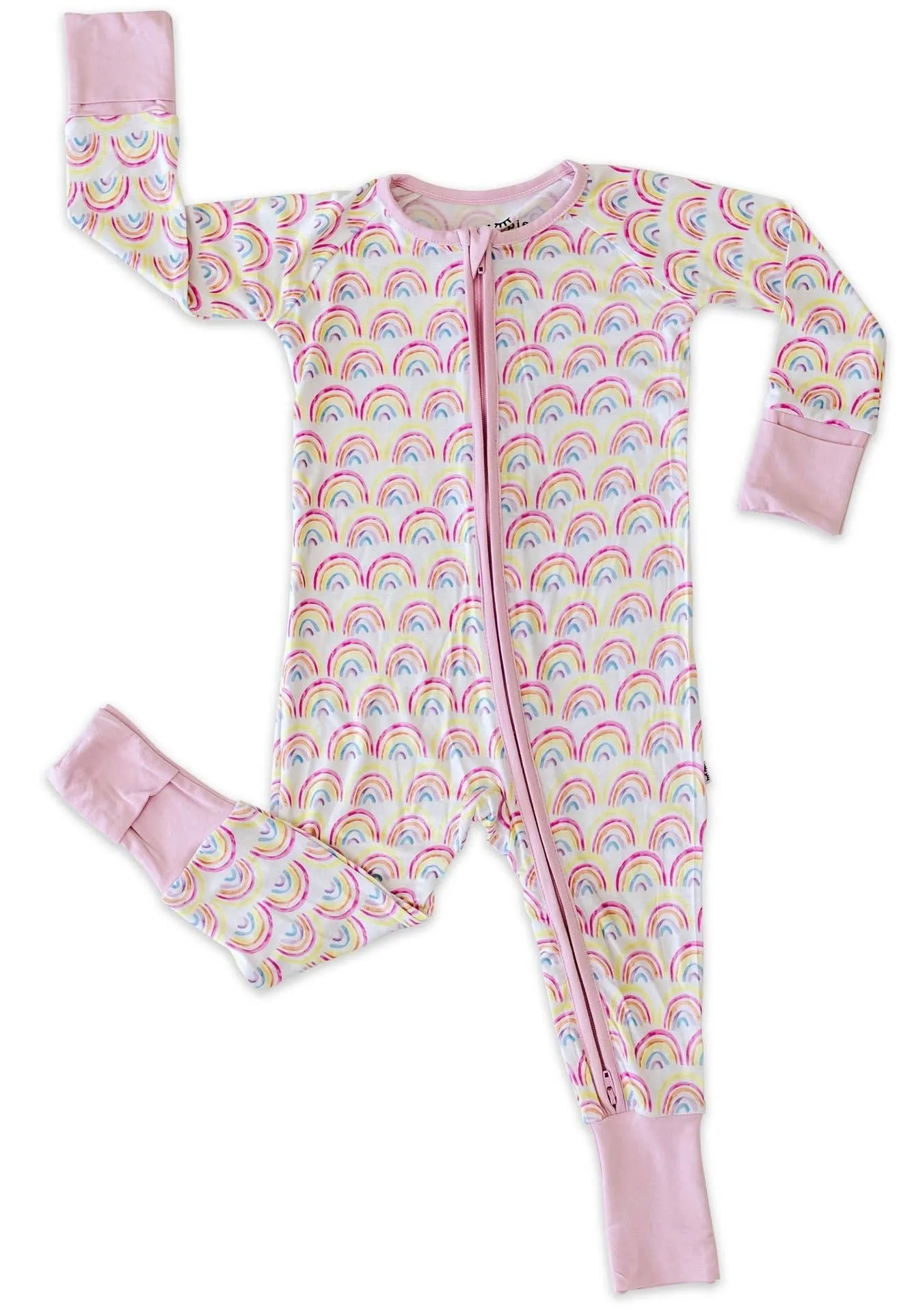 Little Sleepies Pastel Rainbows Convertible Romper/Sleeper