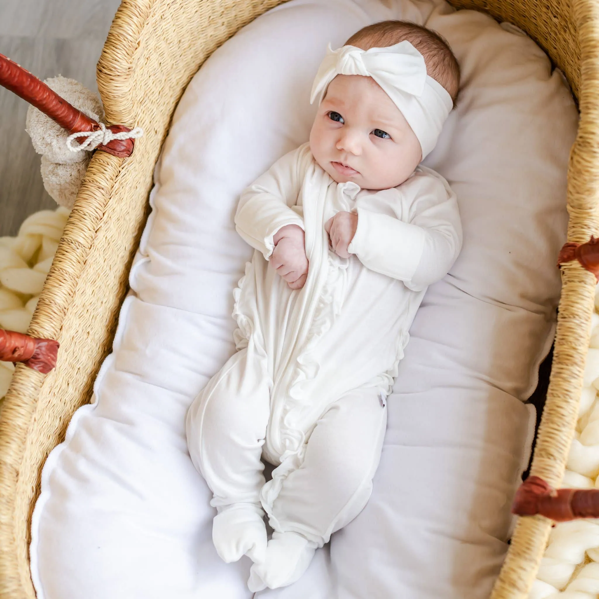 Little Sleepies Pearl w/Ruffles Convertible Romper/Sleeper