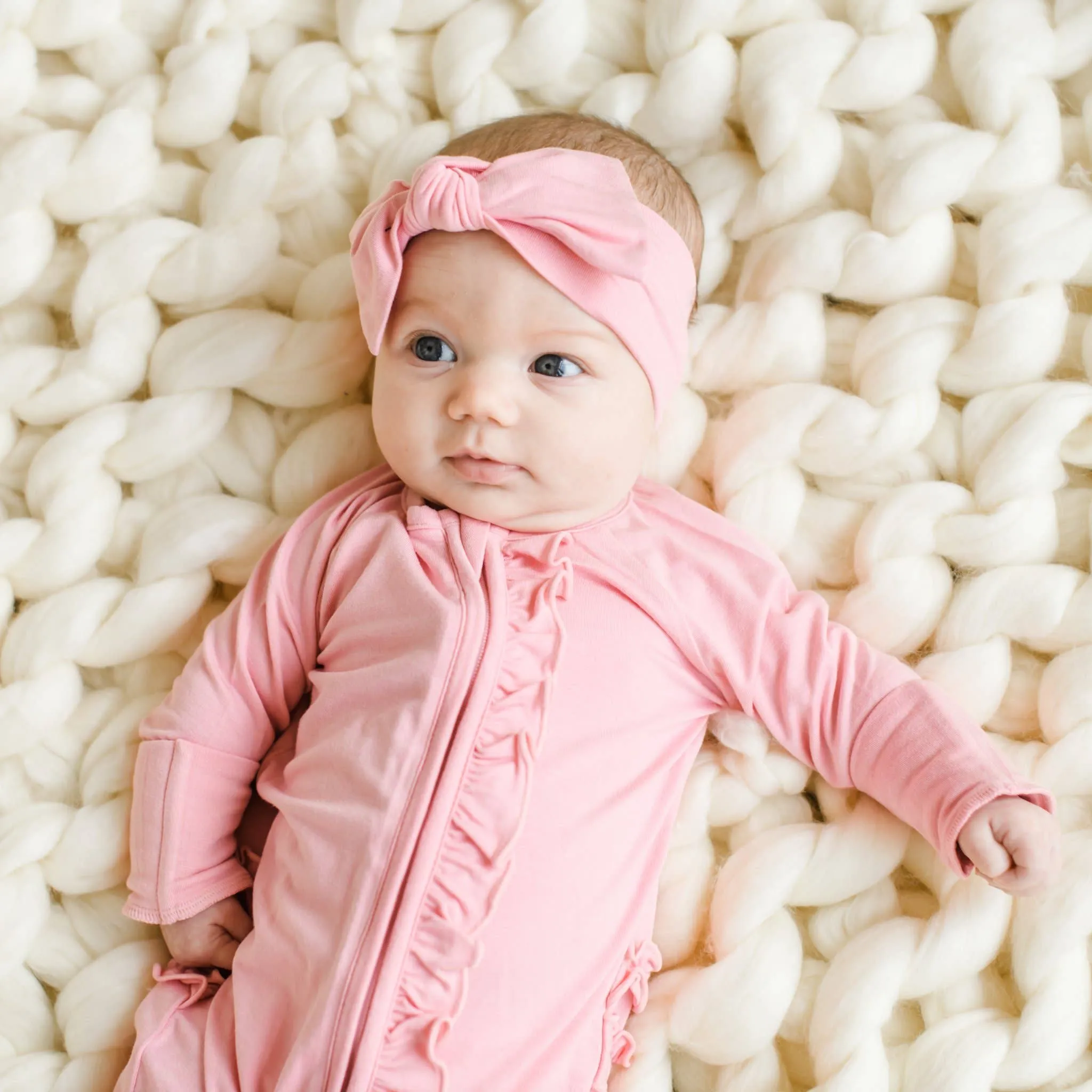 Little Sleepies Petal w/Ruffles Convertible Romper/Sleeper