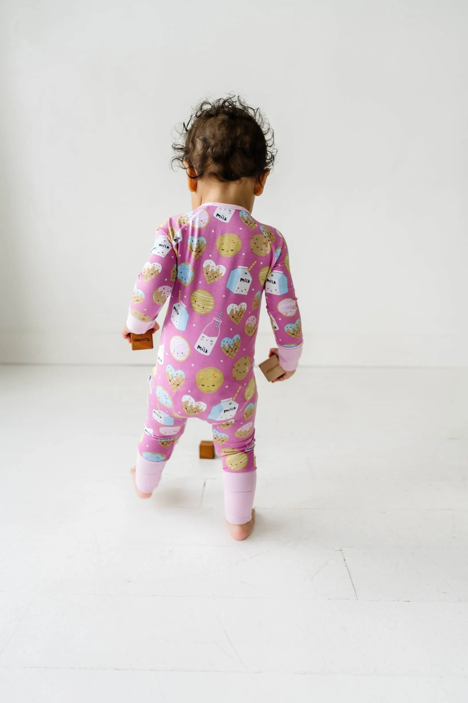 Little Sleepies Pink Cookies & Milk Convertible Romper/Sleeper
