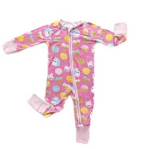 Little Sleepies Pink Cookies & Milk Convertible Romper/Sleeper