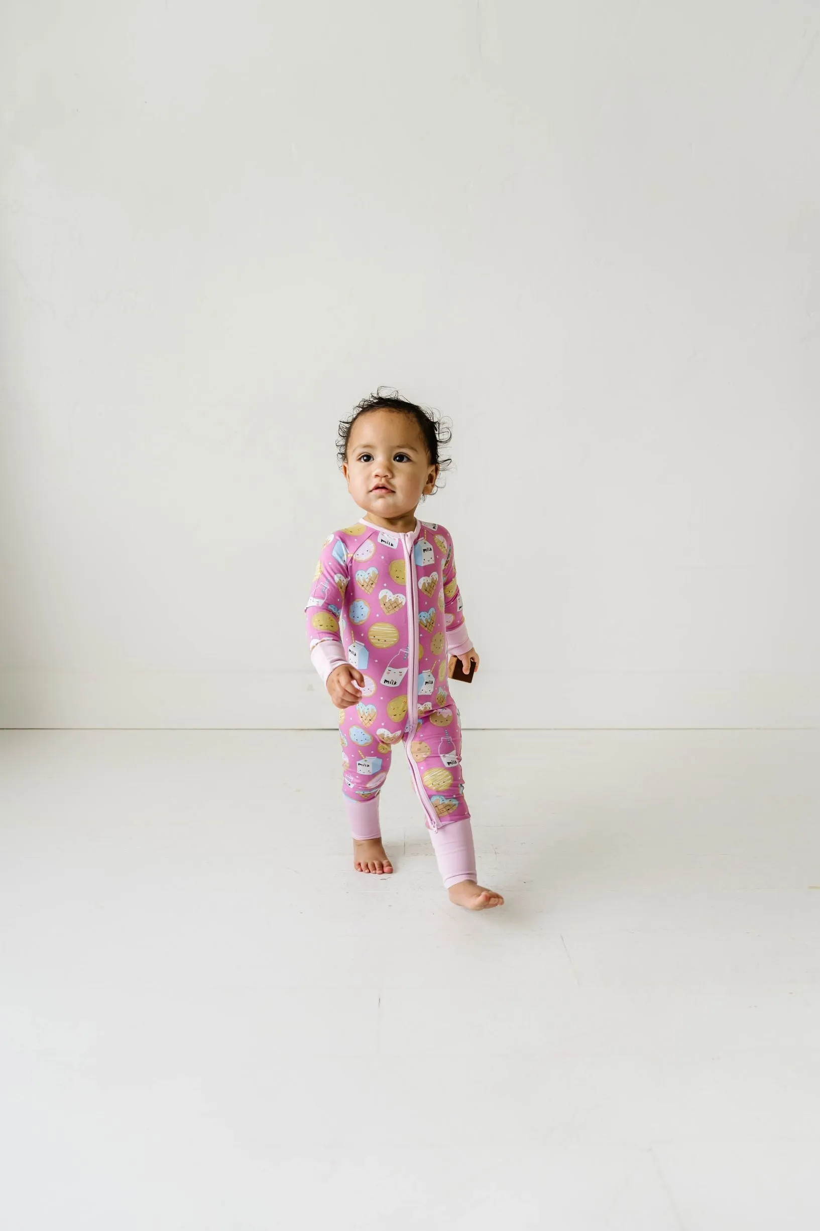 Little Sleepies Pink Cookies & Milk Convertible Romper/Sleeper