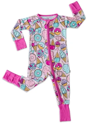 Little Sleepies Pink Sweet Treats Convertible Romper/Sleeper