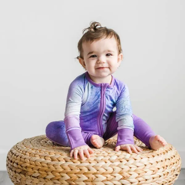 Little Sleepies Purple Watercolor Convertible Romper/Sleeper