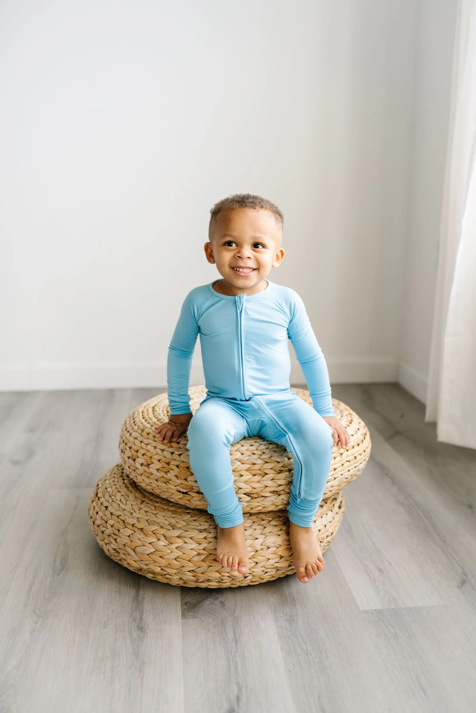 Little Sleepies Solid Sky Blue Convertible Romper/Sleeper