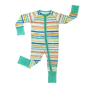 Little Sleepies Summer Stripe Convertible Romper/Sleeper