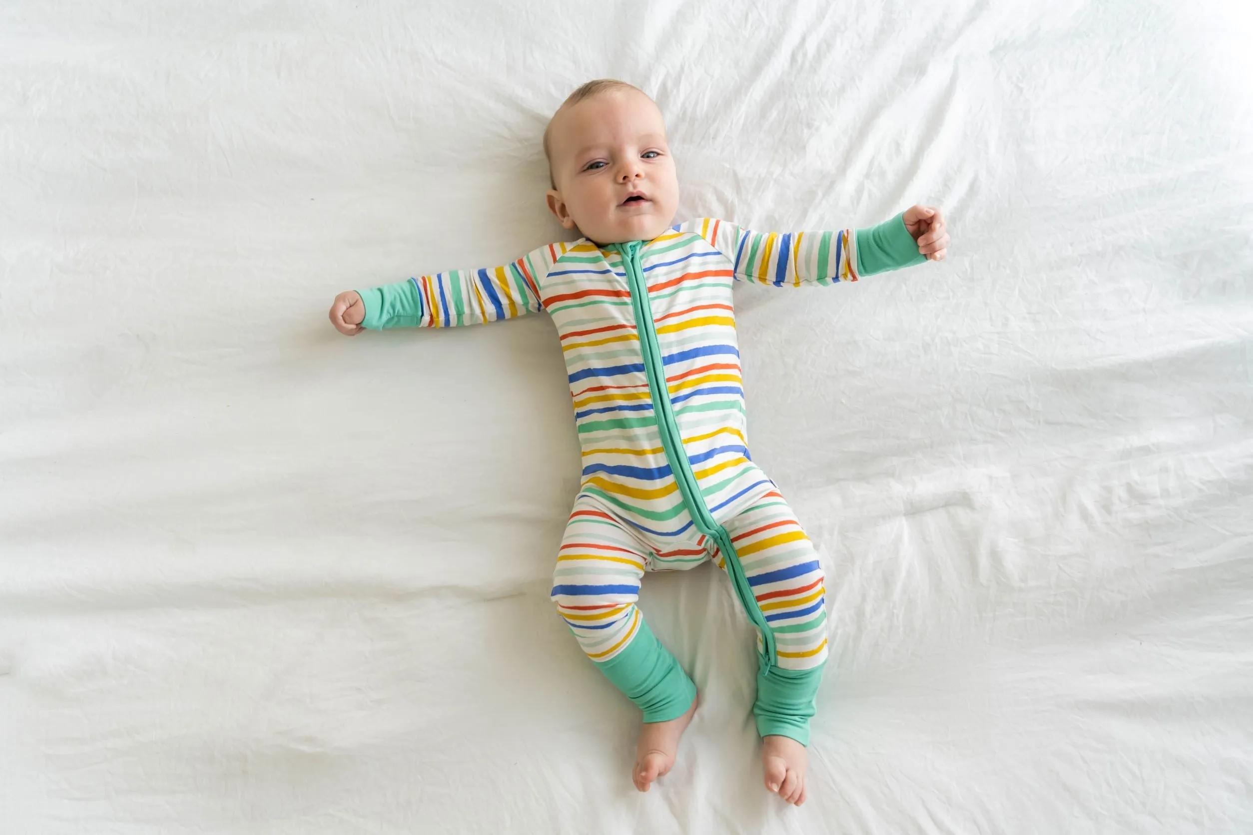 Little Sleepies Summer Stripe Convertible Romper/Sleeper