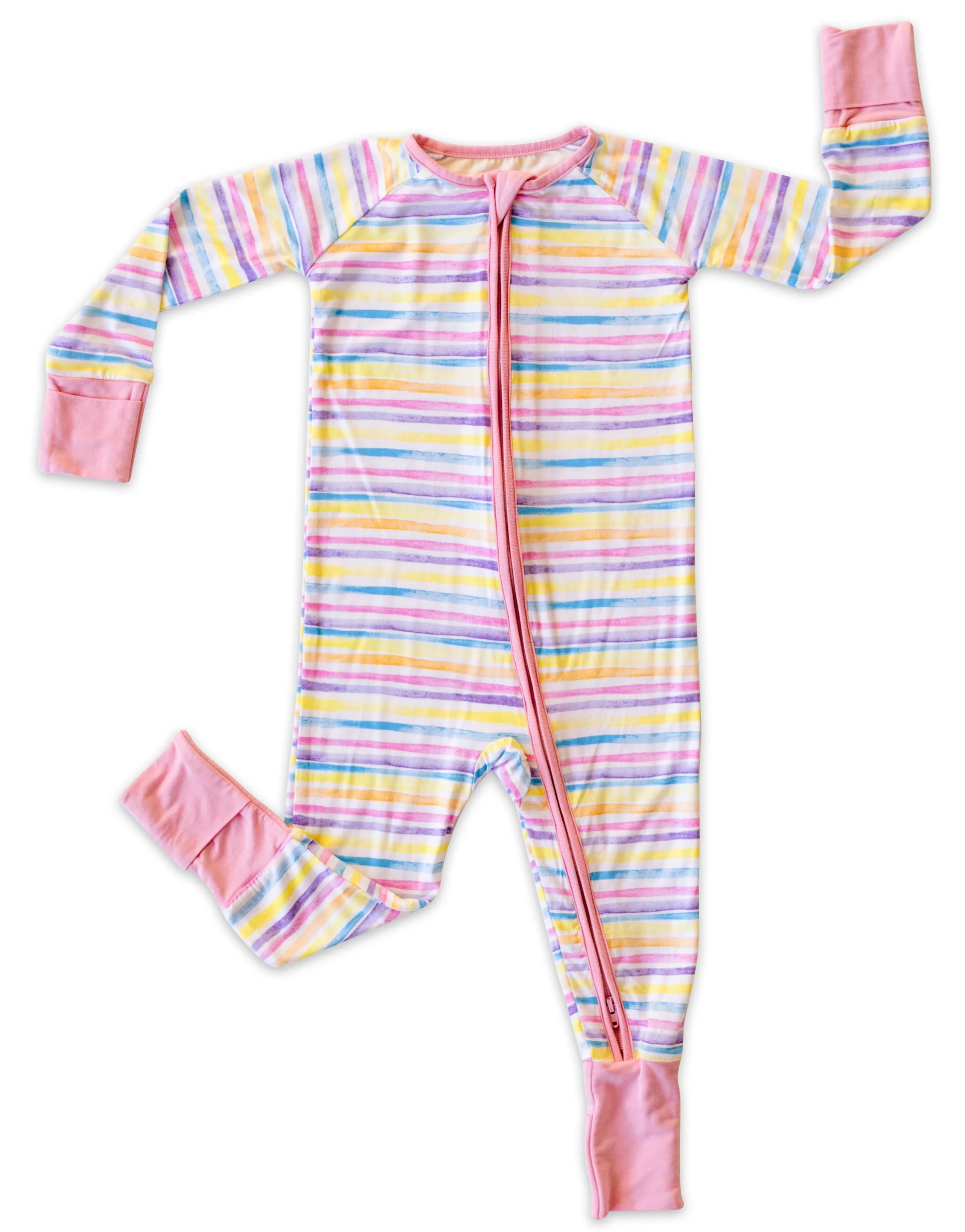 Little Sleepies Sunrise Stripe Convertible Romper/Sleeper