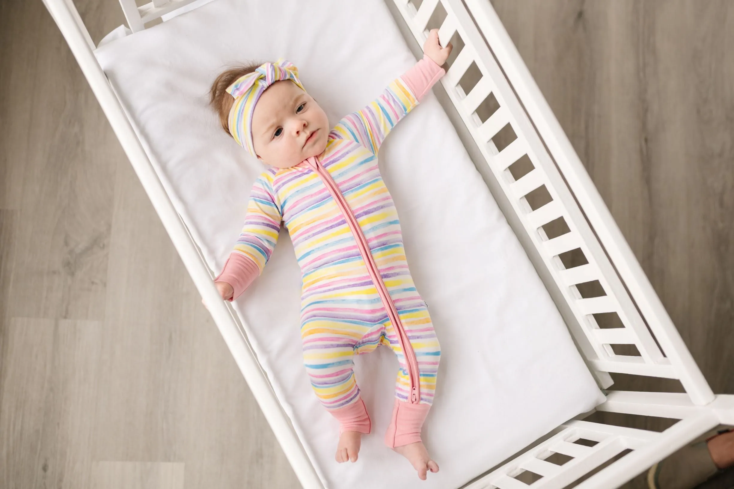 Little Sleepies Sunrise Stripe Convertible Romper/Sleeper