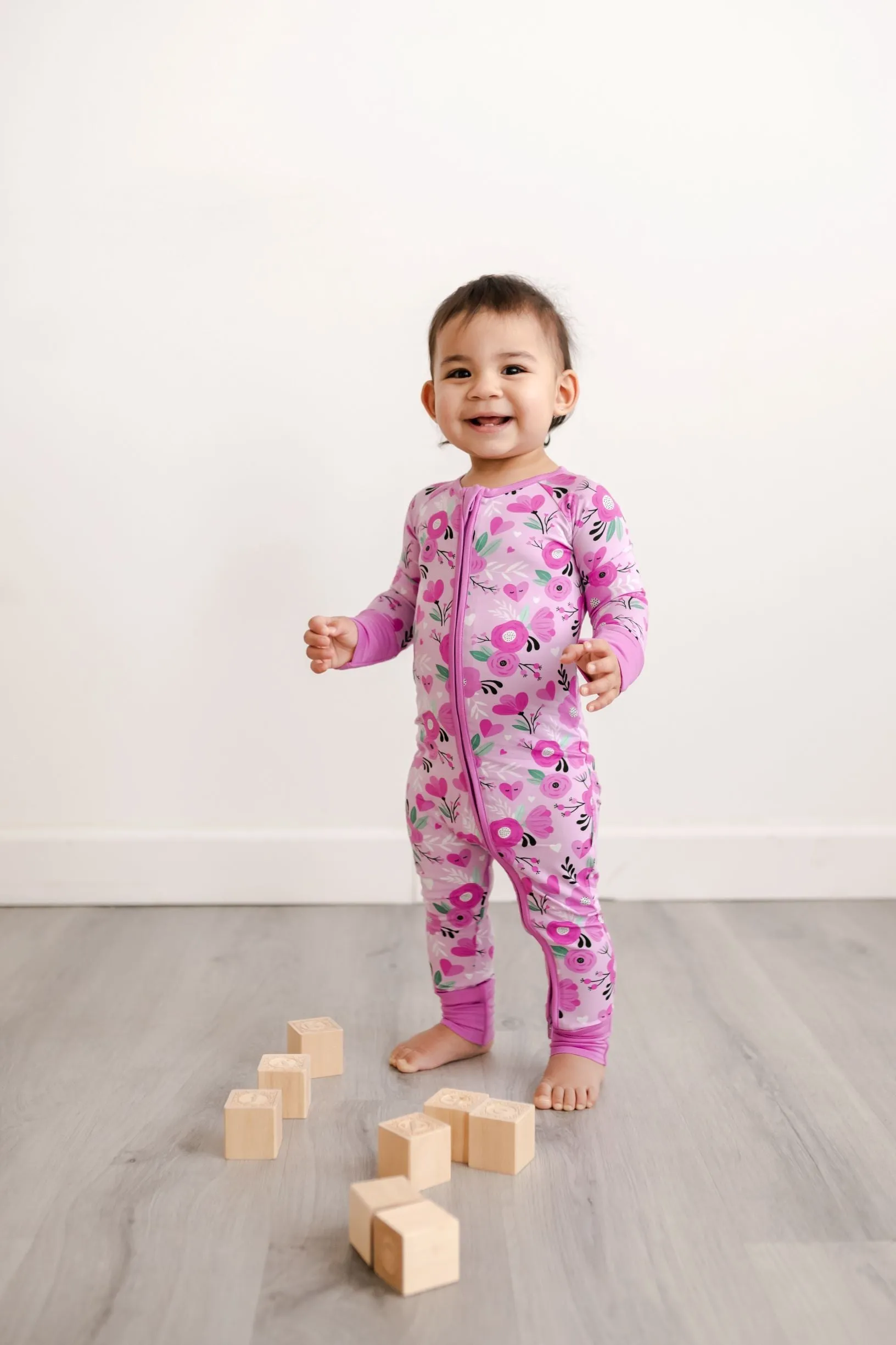 Little Sleepies Sweetheart Floral Convertible Romper/Sleeper