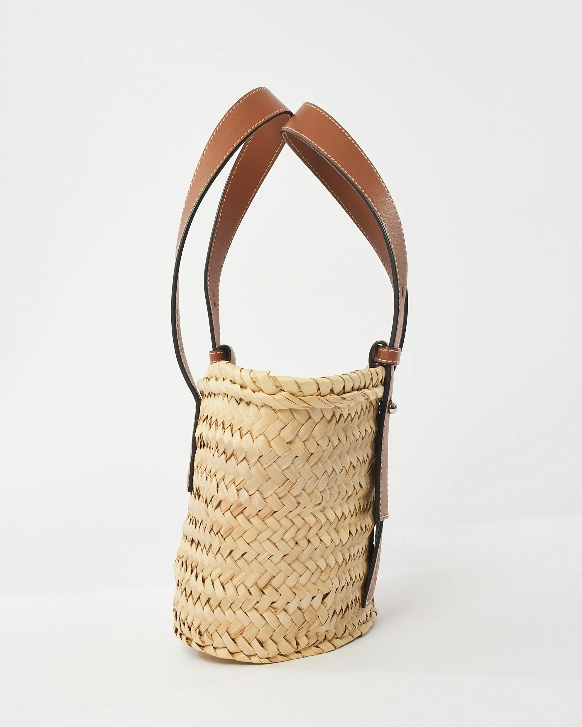 Loewe Tan Calfskin Palm Leaf Small Basket Bag