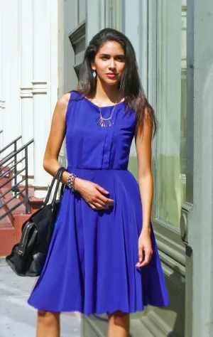 Lola Blue Knee Length Georgette Dress with Full Skirt