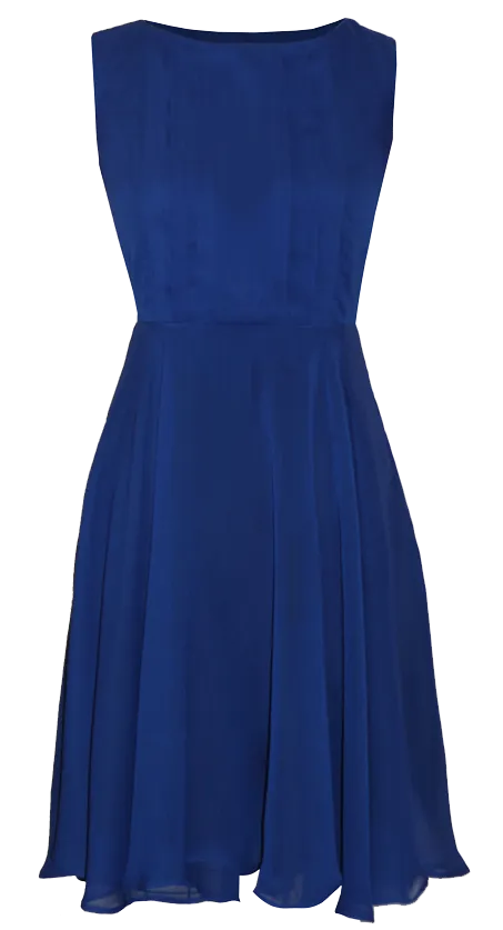 Lola Blue Knee Length Georgette Dress with Full Skirt
