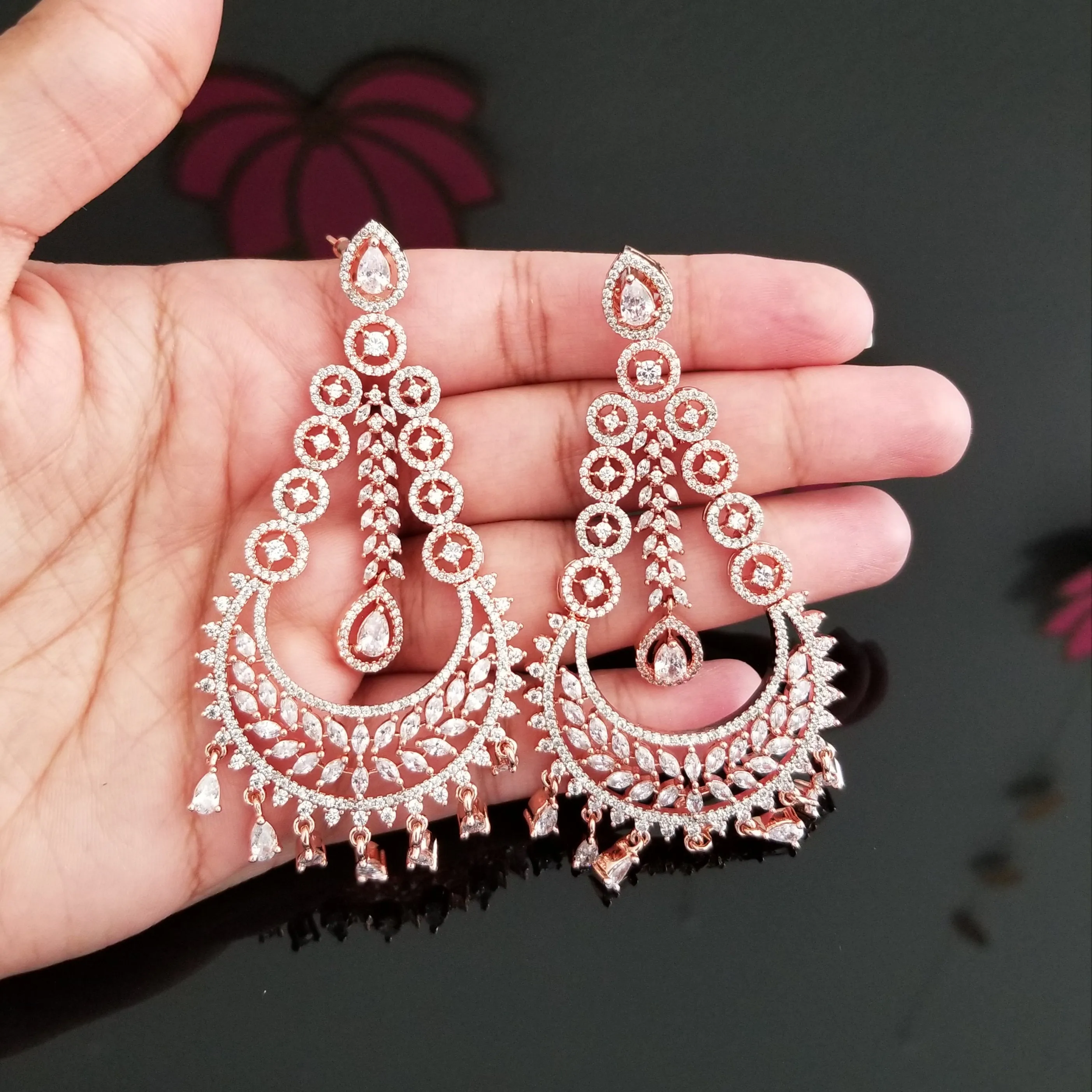 Long American Diamond Statement Earrings 1707