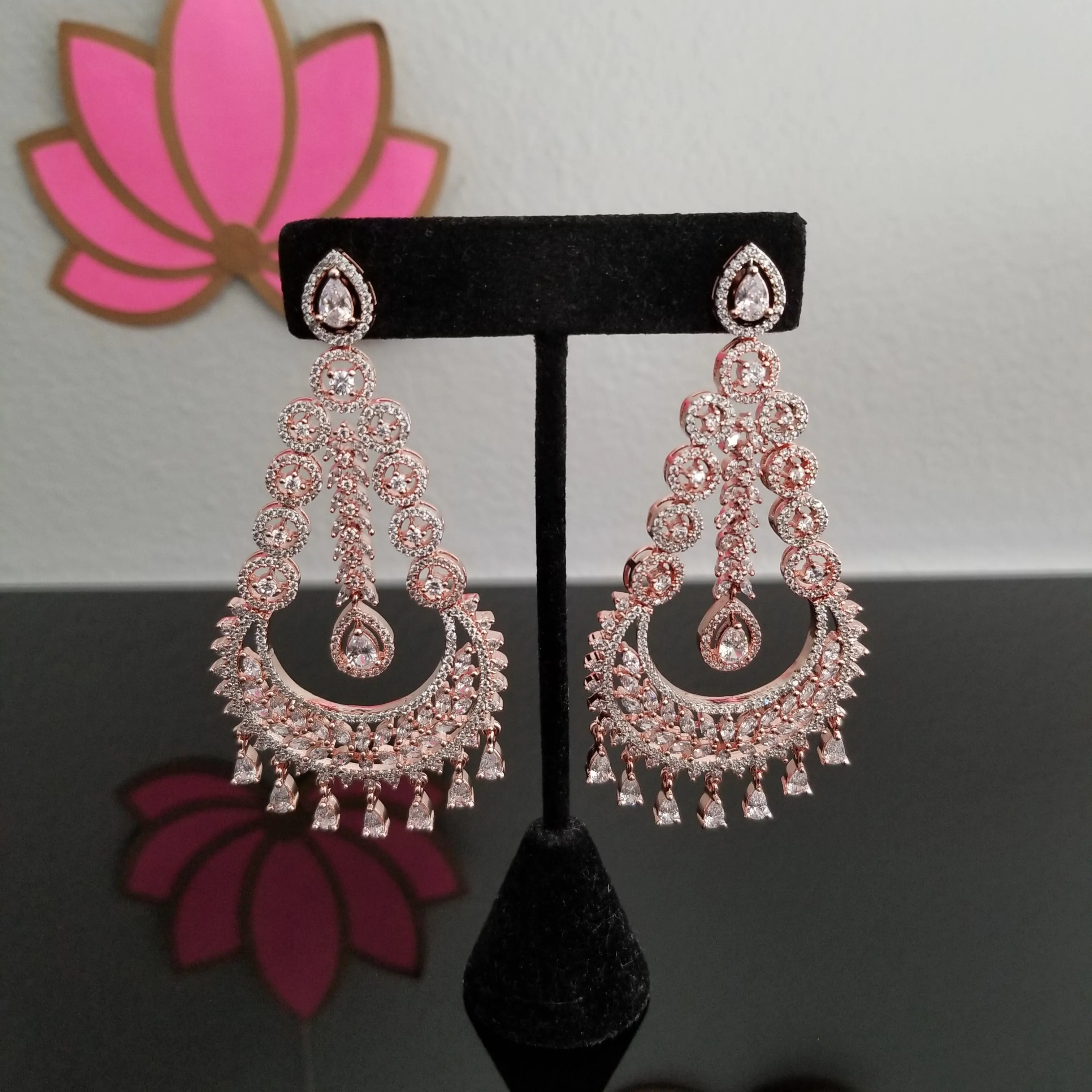 Long American Diamond Statement Earrings 1707