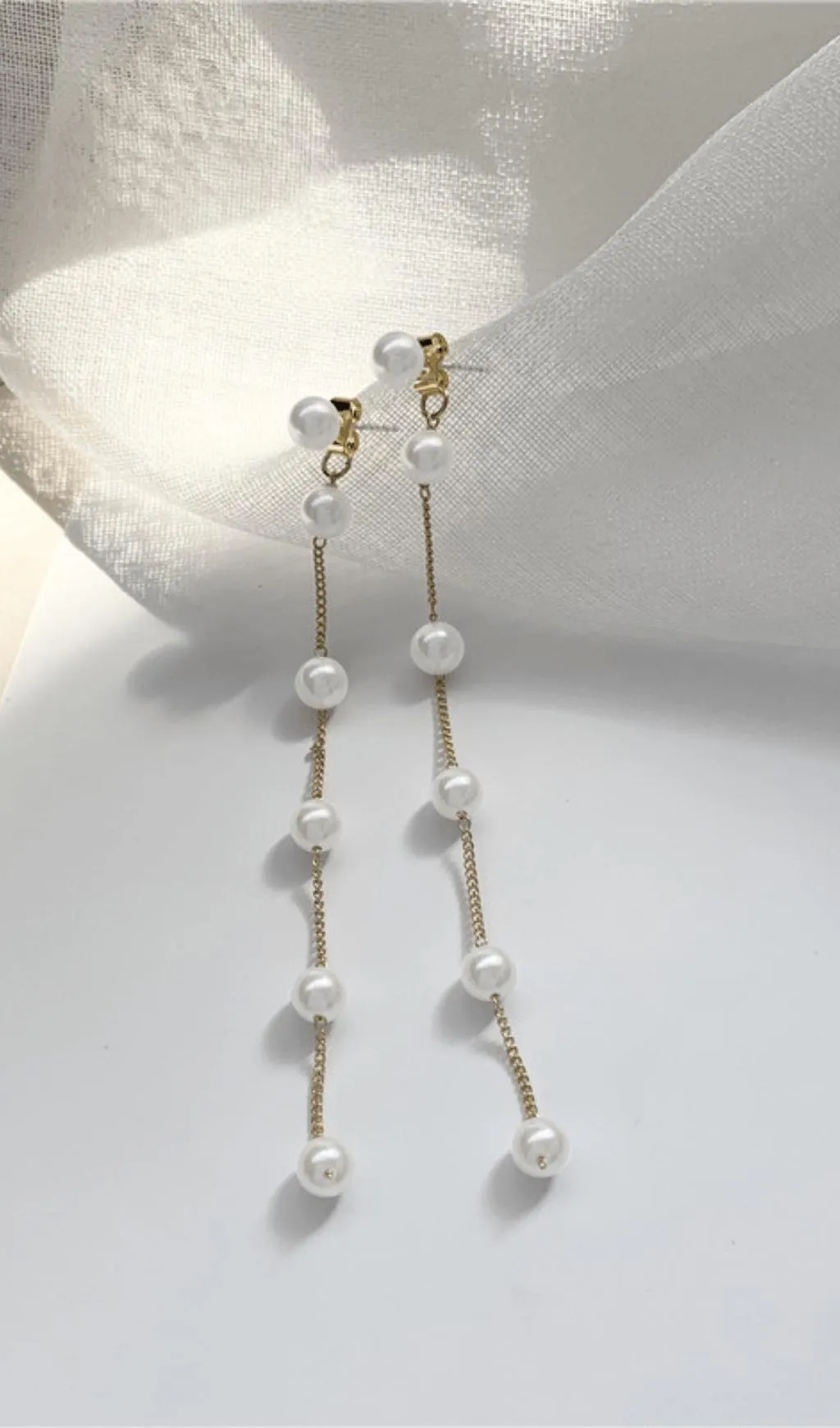 LONG PEARL TASSEL EARRINGS
