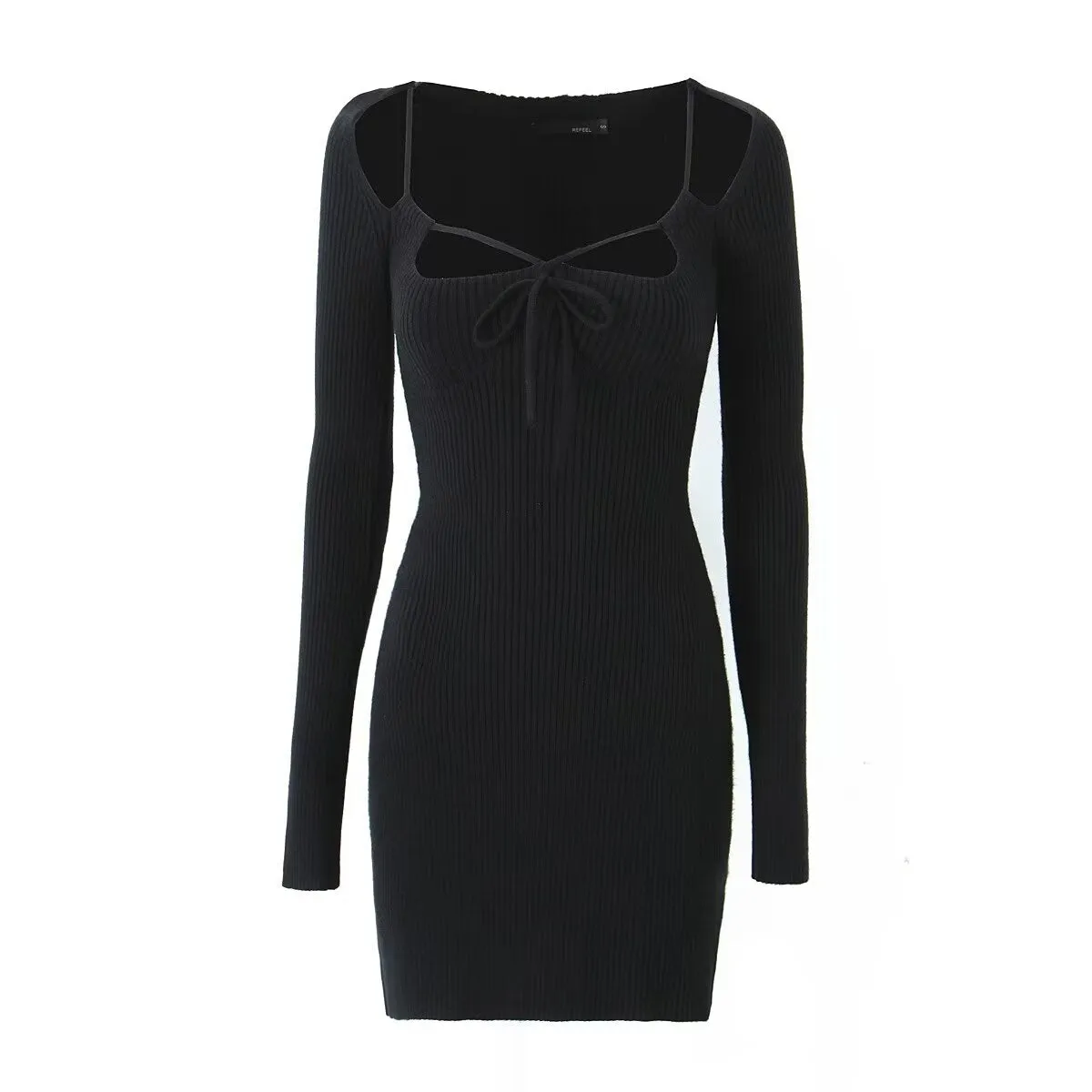 Long Sleeve Ribbed Mini Dress