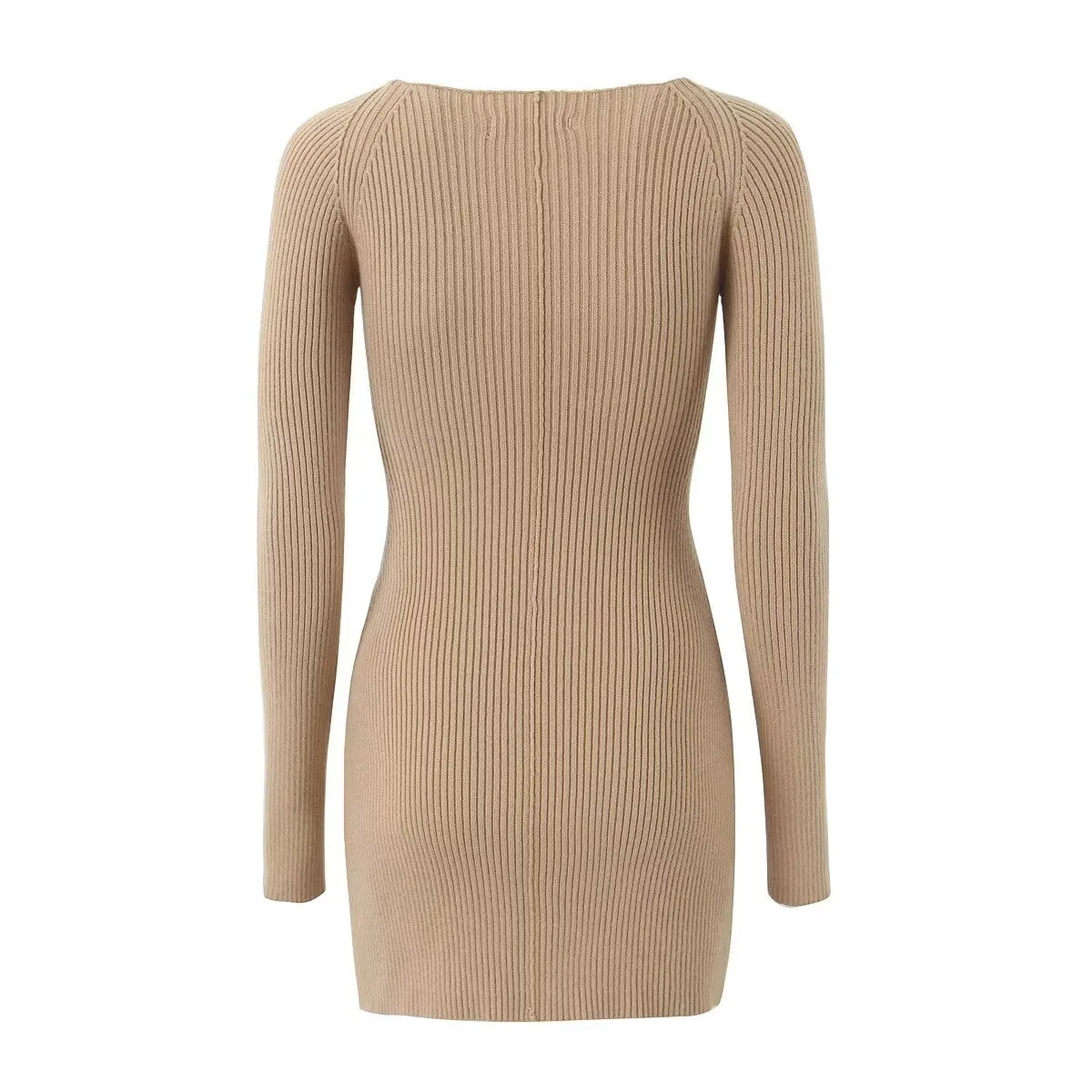 Long Sleeve Ribbed Mini Dress