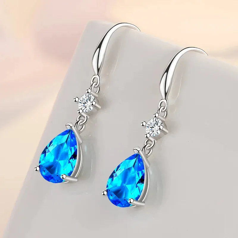 Long Tassel Crystal Oval Drop Earring