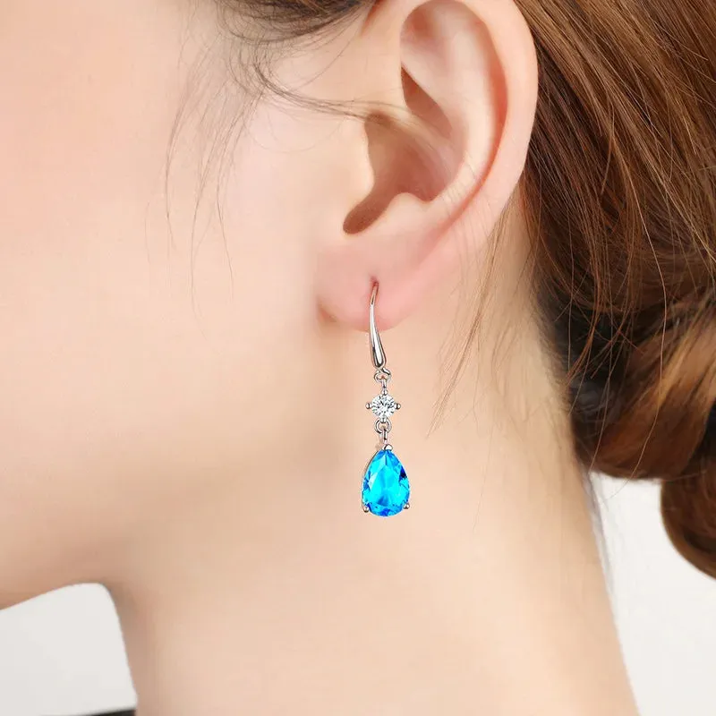 Long Tassel Crystal Oval Drop Earring