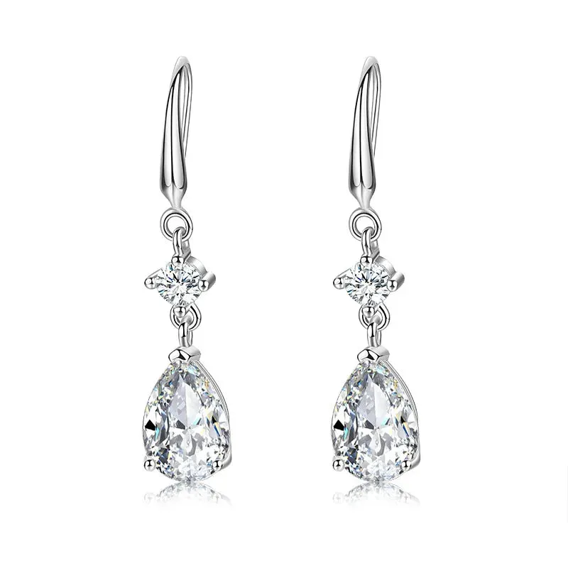 Long Tassel Crystal Oval Drop Earring