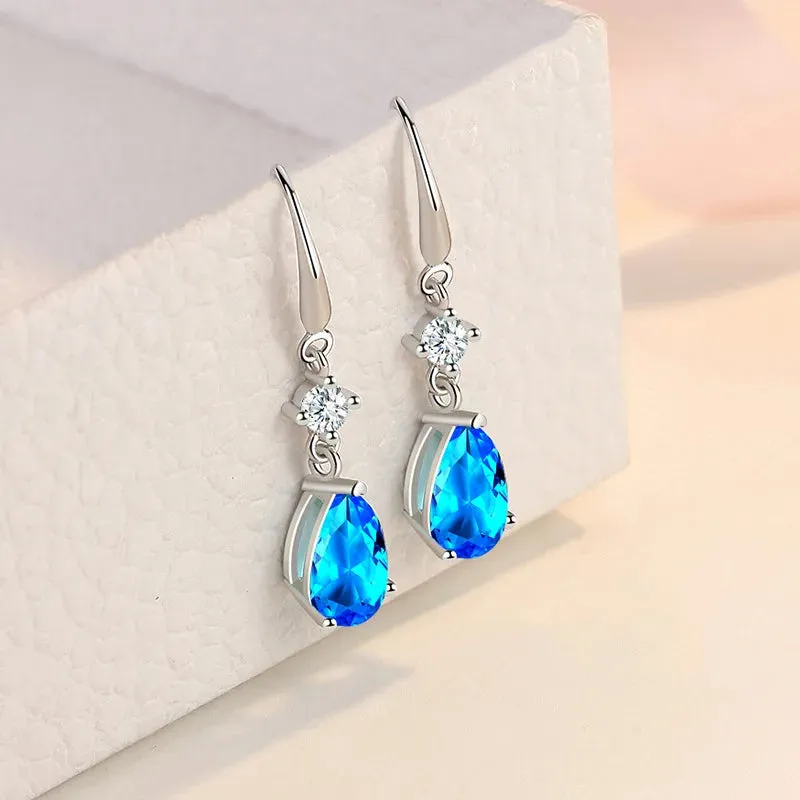 Long Tassel Crystal Oval Drop Earring