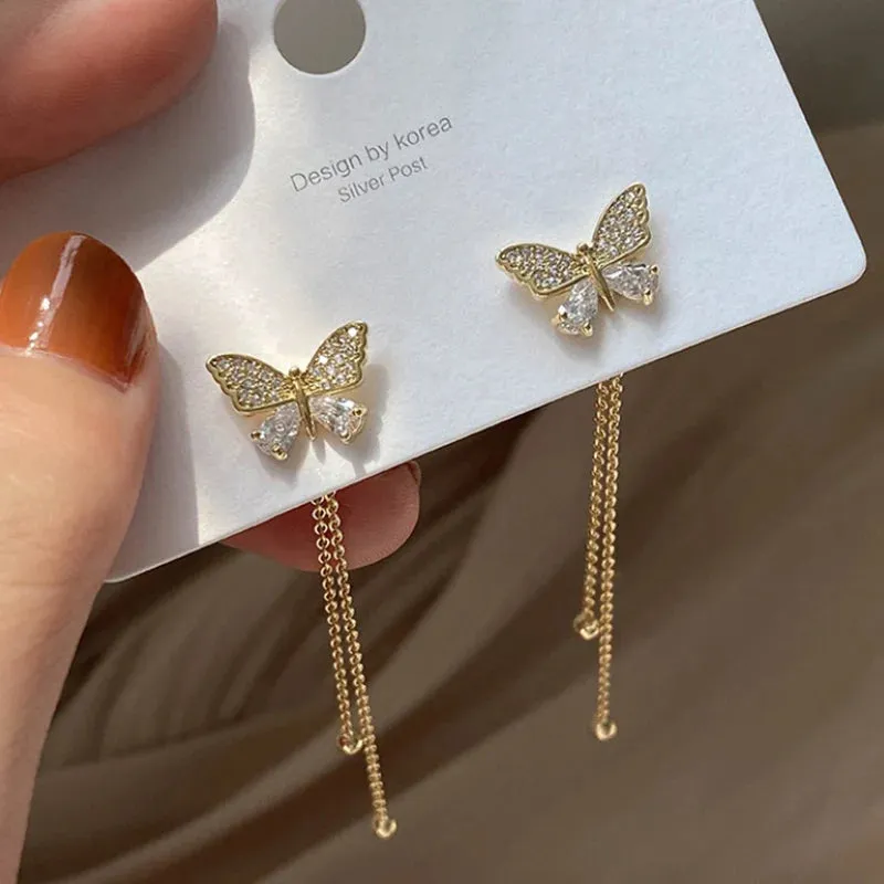 Long Tassel Needle Willow Leaf Earrings