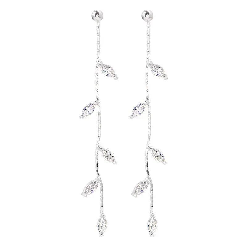 Long Tassel Needle Willow Leaf Earrings