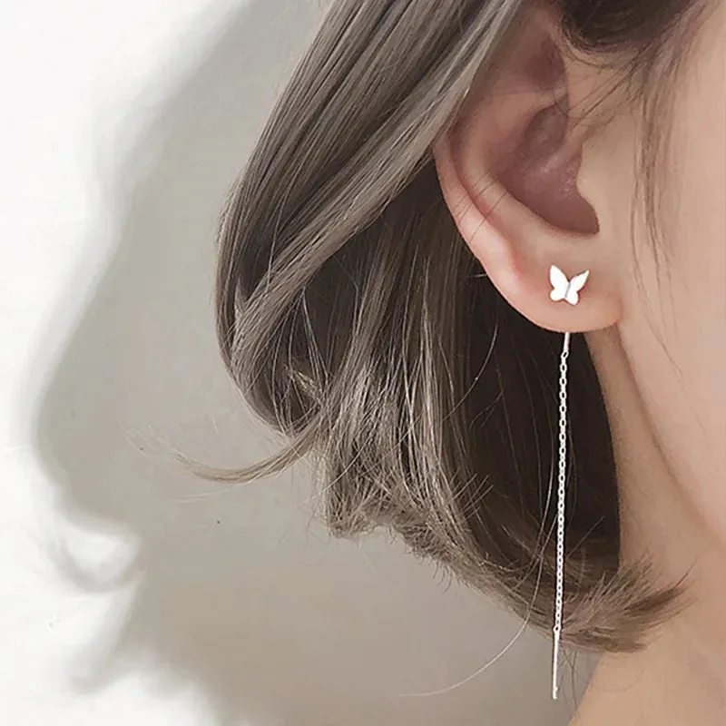 Long Tassel Needle Willow Leaf Earrings