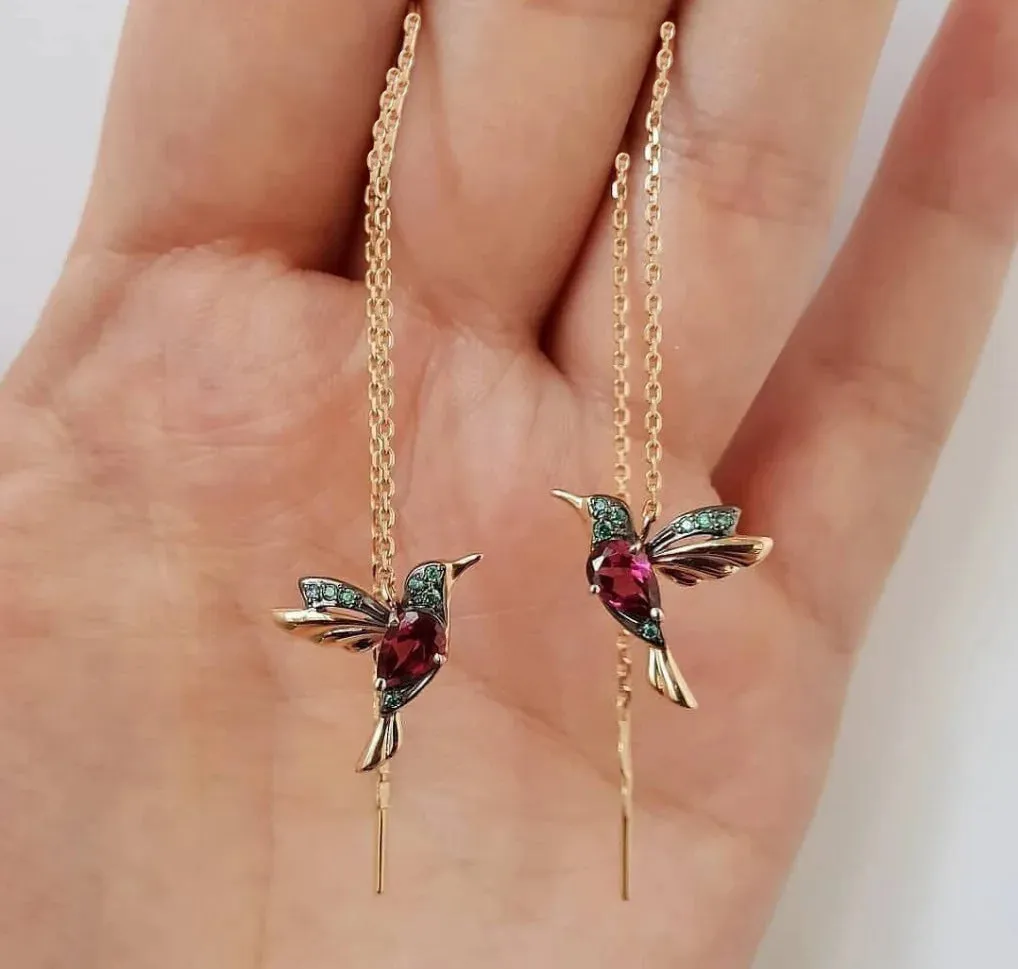 Long Tassel Needle Willow Leaf Earrings