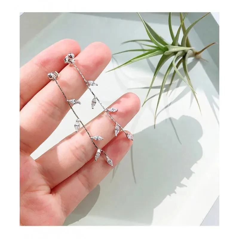 Long Tassel Needle Willow Leaf Earrings