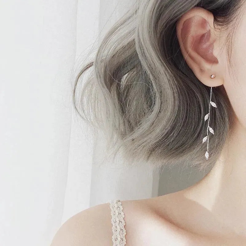 Long Tassel Needle Willow Leaf Earrings