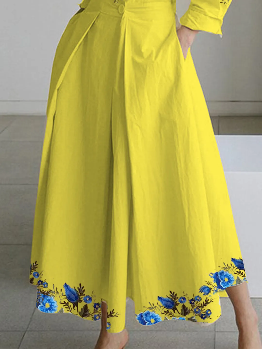 Loose Casual Floral Print Collared Summer Shirt Dress