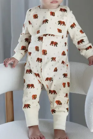 Lovedbaby - 2-Way Zipper Romper - Brown Bear