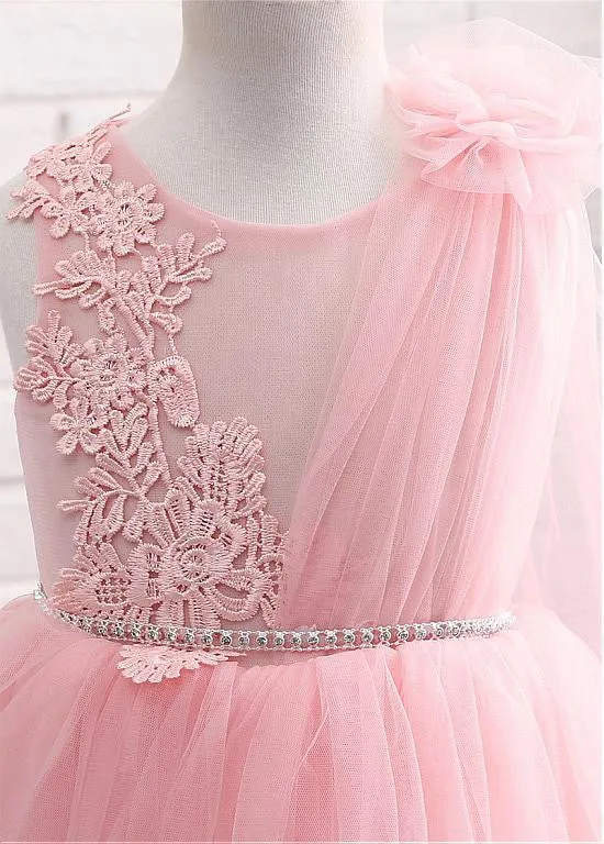 Lovely Tulle Jewel Neckline Flower Girl Dresses Belt
